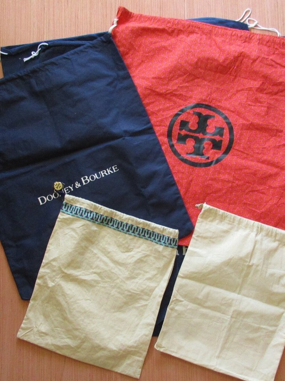 Tory Burch & Dooney Dust Bag Lot – 6 Large Designer Drawstring Bags